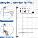 Large Acrylic Calendar for Wall, 24" X 16" Black Clear Acrylic Wall Calendar, Clear Wet & Dry Erase Calendar Hanging Frameless Monthly Planner for Office, Home or School, 2 Markers