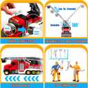 i DIY Fire Truck Toy with Sound & Light - 2pcs Firefighter & Water Sprinkler with Water Tank - Friction Powered Toy for Toddlers 3-5