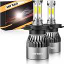 H4 LED Bulbs, 36000LM 900% Brighter, HB2 9003 Bulb 6000K Cool White Interior Lights, IP68 Waterproof Plug-N-Play with Cooling Fan, Pack of 2, License Plate Lights