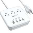 Power Strip, 6 Ft Extension Cord with 3 Outlets and 4 USB Ports(1 USB C), Non Surge Protector for Cruise Ship, Travel, Home Office, ETL Listed, White