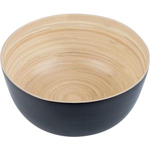 Restaurantware Bamboo Salad Bowl 1 Count 51 Oz Greaseproof Freezable Round Serving Bowl, Hot and Cold Food Friendly Handmade Bamboo Serving Utensils, Black