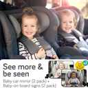 Baby Uma Baby Car Mirror (2 Pack) + Baby On Board Signs for Car - Clear-View Shatterproof Mirror, Easy On 'n Off with Stay-Put Buckles, Newborn Essentials (9.4 x 6.4 in)