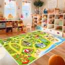 Kids Carpet Car Rug Play Mat for Playroom- 31"x 47" Non Slip Washable Kids Play Rug for Cars- Large Kid Educational Rugs Ideal Gifts for Toddler Classroom Boys Girls Bedroom Decor (3'11" x 2'8", Coastal Cities)