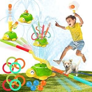 4in1 Turtle Water Sprinkler for Kids Summer Toys, Outdoor Toys for Toddlers, Kids Sprinkler Water Toys, Backyard Games for Summer Fun, Backyard Games Splash Water Toys Gifts for Boys Girls Dogs