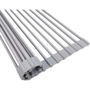 Kitchen multifunctional roller shutter drying rack drainage rack rollable foldable pool silica gel storage rack dishwasher drainage basket (medium43x33cm)