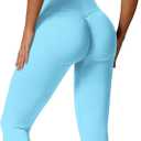ABOCIW Womens Seamless Workout Sets Backless Sports Bra Scrunch Butt Lifting High Waist Leggings Matching Gym Set (Medium, Ice Blue)