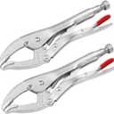 MAXPOWER Locking Pliers, 10-inch Curved Jaw Locking Plier Set, Adjustable Opening Maximum Capacity 2.5"/65mm, Large Jaw Locking Pliers, 2 Pack