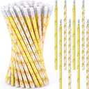 ReliThick 60 Pcs Yellow Bow Pencils with Eraser Coquette Bowknot Writing Pencil 7.4 Inches Wood Pen for Student Rewards School Classroom Office Stationery Supplies