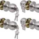 Lanwandeng 4 Pack Door Knobs with Lock and Key,All Keyed Same Entry Door Knob, Exterior and Interior Door Lock, Door Handle Satin Nickel