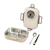 Bento Lunch Box, 304 Stainless Steel Portable Leakproof Lunch Food Containers Set with 3 Compartment for Adults - with Chopsticks Spoon Soup Bowl Gift for Friends, Family
