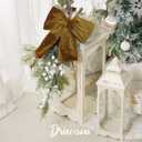 Gold Velvet Bows Christmas Tree Ornaments 8.5 inch Pre-Tied Golden Velvet Ribbon Bows for Christmas Tree, Gift Wrapping, Wreath, Garland, Crafts, Holiday Decor, 6 Pcs