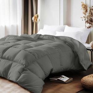 Beautyrest Ultra-Soft All Season Feather Down Comforter King Size - Colored Microfiber Cover Fabric Down Duvet Insert with Corner Tabs