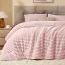BEDELITE Fleece Queen Comforter Set -Super Soft & Warm Fluffy Pink Bedding, Luxury Fuzzy Heavy Bed Set for Winter with 2 Pillow Cases