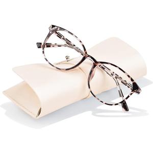 FONHCOO TR90 Blue Light Blocking Glasses for Women and Men, Computer Glasses, Round Clear Lens Anti Blue Light Glasses, Anti Eyestrain and UV Glare for Gaming and Reading