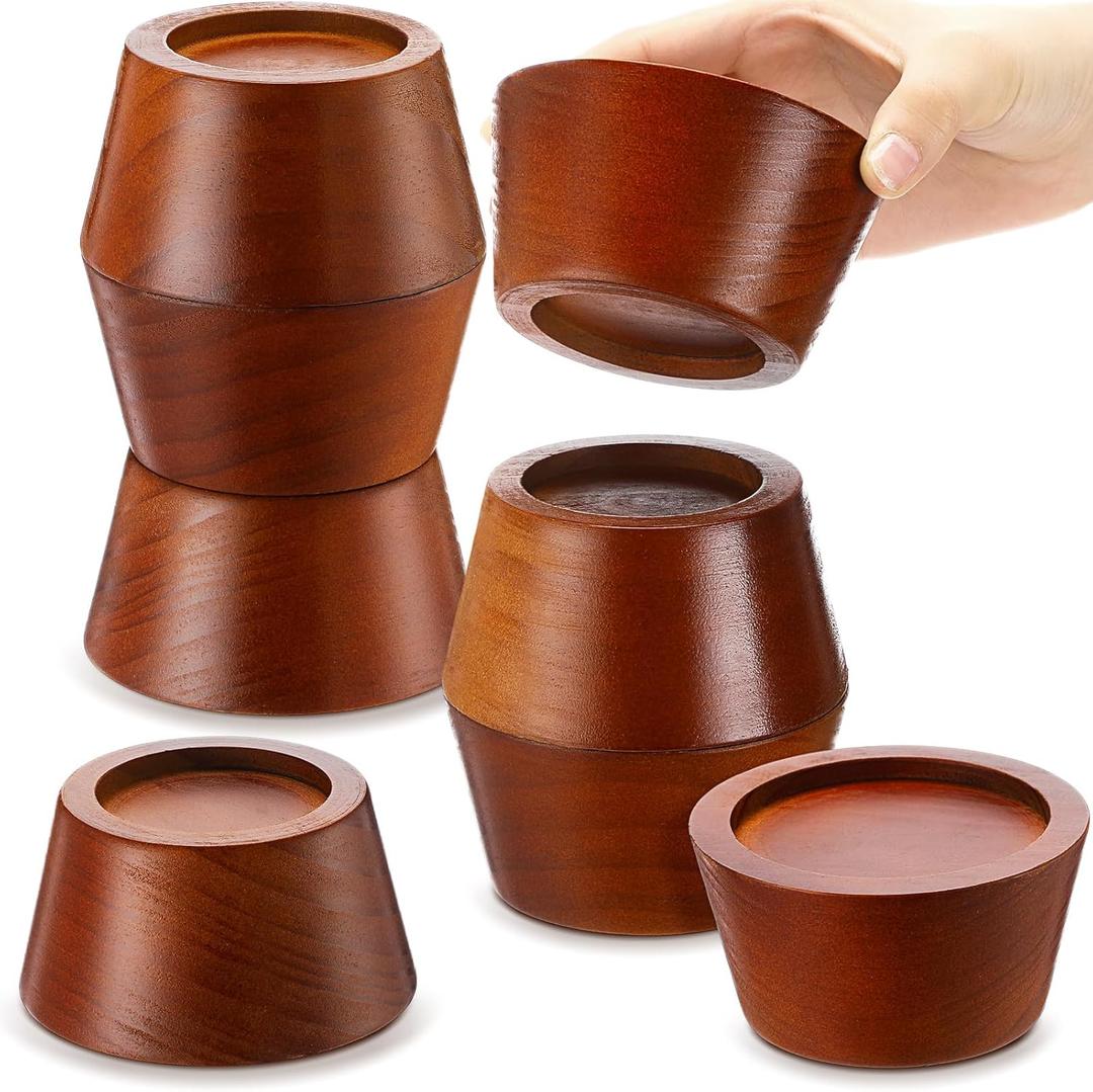 Novabright Set of 4 Solid Wood Furniture Risers Bed Risers Heavy Duty Round Furniture Height Extenders Lifts with Non-Slip Recessed Hole for Bed, Sofa, Chair, Table (2" Hight,Walnut Color)
