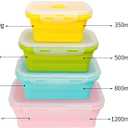 Set of 4, Collapsible Silicone Food Storage Container, Leftover Meal Box for Kitchen, Lunch Boxes with Clip-on Lid, Stackable, Space Saving, Dishwasher Safe, BPA Free