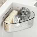 2 x Sink Strainer Basket, Triangle Suction Cup Sink Corner Rack, New Upgraded Corner Sink Strainer with Drainage Hole, Punch-free Corner Sink Trash Catcher for Kitchen and Bathroom (Transparent)