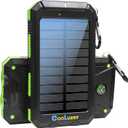 Solar Power Bank 36800mah, Solar Charger Power Bank with 18W PD 5V 3.1A outputs, IP67 Waterproof, Grade A+ Battery with LED Flashlight and Compass, Perfect Camping Gear Accessory for Outdoor (Green)