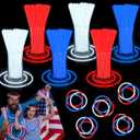 120 PCS 4th of July Glow Sticks Bulk with Connectors, Patriotic Red White Blue Glow in The Dark Stick, Light Up Bracelets Nacklaces for Kids Adults, 250th Anniversary USA Party Favor LED Accessories