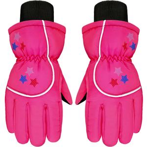 Boao Kids Snow Ski Gloves Winter Waterproof Warm Snowboard Mittens for Girl and Boy (3-6 Years, Rose Red)