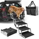 Saker Foldable Dog Ramp for Cars, SUVs, Trucks, Portable Pet Dog Stairs with NonSlip Surface & Reinforced Design, Lightweight Yet Sturdy Supports Up to 200lbs (Extra Wide5 Pet Steps)
