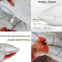 Christmas Cardinal Pillow Covers 18x18 Set of 2, Watercolor Red Bird on Branch Winter Decor Throw Pillowcases Double Sided Printing Cushion Covers for Couch Bed Holiday Farmhouse