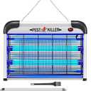 Indoor Bug Zapper Plug-in, Electric Mosquito Zapper Fly Killer, Powerful 20W Flying Insect Mosquito Repellent Lamp, Bug Light Trap Catcher for Gnat Fruit Fly Moth Pest Control w/ 2 Replacement Bulbs (Silver)