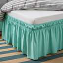 RIMELA Spa Blue Bed Skirt Queen Size 15 Inch Drop, Elastic Bed Skirting for Bed Base and Frame, Bedding Dust Ruffle Easy to Install, Lightweight Wrap Around Adjustable Bedskirt