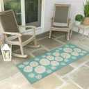 Liora Manne Frontporch Indoor Outdoor Rug - Novelty Design, Hand Hooked, Weather Resistant, UV Stabilized, Foyers, Porches, Patios & Decks, Shell Toss Aqua, 2' x 5' (2' x 5' (Runner))