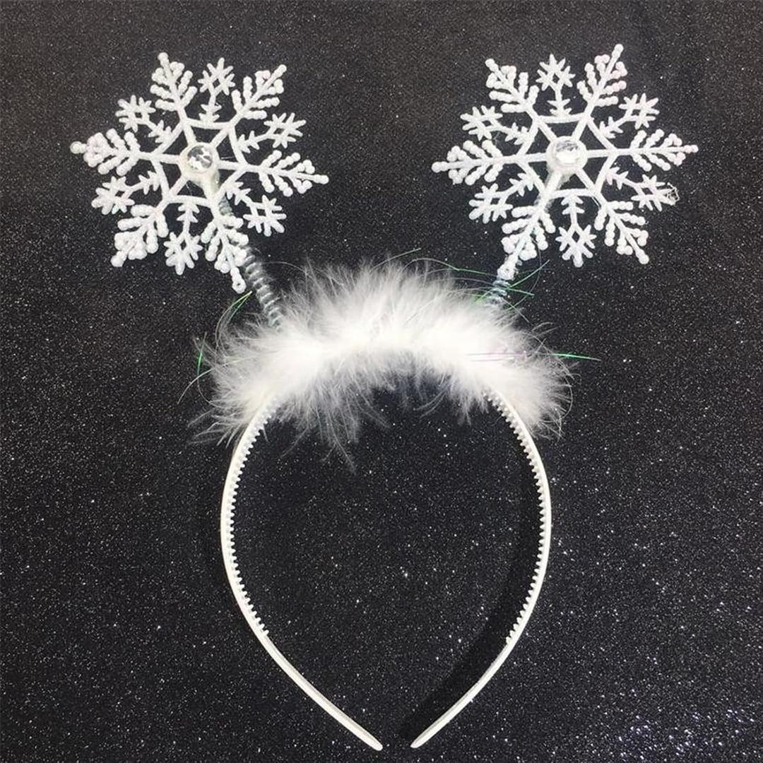 QDTK Christmas Headband Glitter White Snowflake Hair Bands Snowflake Rhinestone Headpiece Christmas Hair Accessories for Women Girls Xmas Holiday Winter Party Supplies