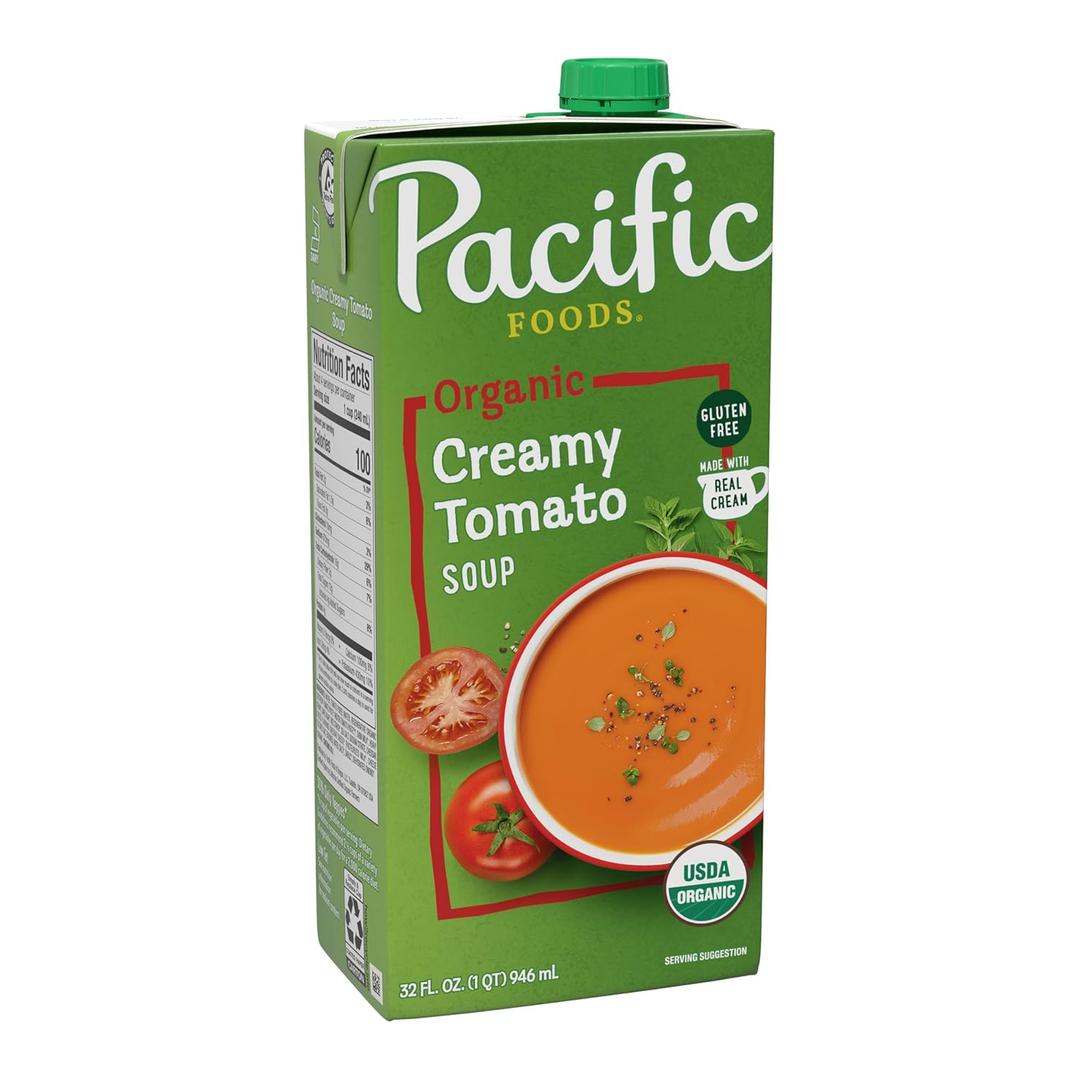 Pacific Foods Organic Creamy Tomato Soup, 32 oz Carton (EXP 10/31/26)