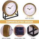 Modern Golden Table Clock on Stand, Decorative Desk and Shelf Clock, Mantel Clock Farmhouse Clock Non-Ticking, Home Dcor for Living Room, Bedroom, Bedside, Desk, Gift Clock (Gold)