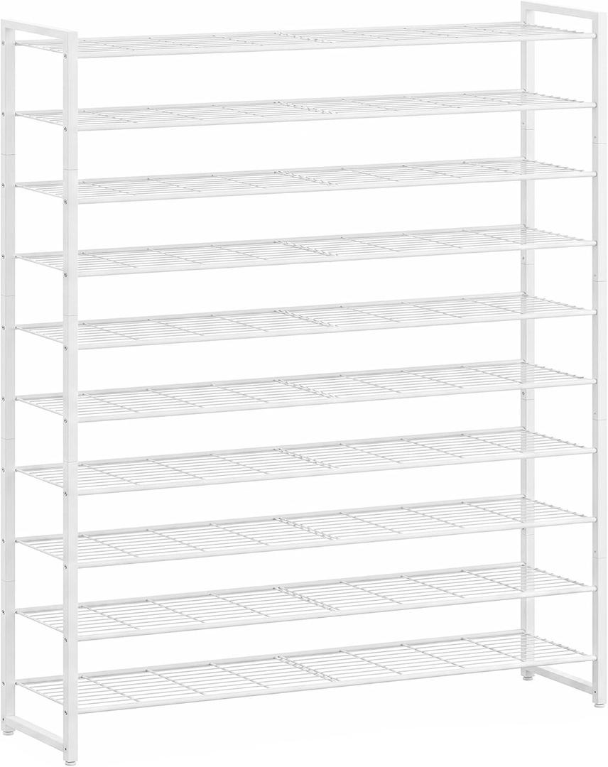 10 Tier Shoe Rack for Closet, Metal Shoe Organizer Holds 62 Pairs