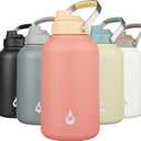 BJPKPK 1 Gallon Water Bottle Insulated, Dishwasher Safe 128oz Large Water Jug with Metal Handle & BPA Free Spout Lid, Stainless Steel Metal Jug for Gym, Sports & Hiking, Pink