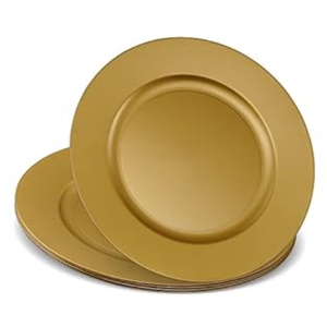 13'' Charger Plates Black Plastic Heavy Duty Disposable Dinner Chargers Serveware Dishes Platters Tableware Pack of 12