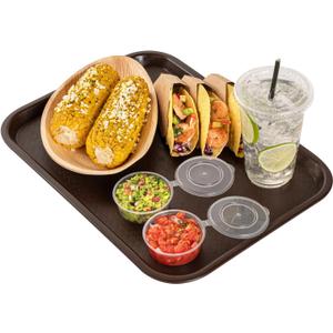 RW Base 12 x 16 Inch Fast Food Trays, 50 Sturdy Cafeteria Lunch Trays - Lightweight, No Slip, Brown Plastic Serving Trays, Rounded Corners, For Restaurants, Or Dinner Service - Restaurantware