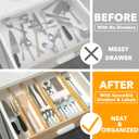 SpaceAid Bamboo Drawer Dividers with Labels, Kitchen Adjustable Drawer Organizers, Expandable Organization for Home, Office, Dressers and Bathroom, 6 Dividers (17-22 in)