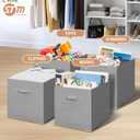 STORAGE MANIAC Storage Cubes, 13 Inch Collapsible Storage Bins with Handles, 10 Pack Fabric Foldable Bins for Organization, Durable Storage Bins for Closet, Shelves, Offices, Toys, 10-Pack Grey