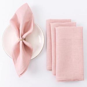 HSOFTIFY Pure Linen Napkins 20x20 Inches, Set of 4 Solid Color Flax Linen Dinner Napkins Cloth for Holiday, Wedding Decor, Machine Washable, Pink