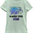 Disney Winnie The Pooh Eeyore Tired Club Girl's Heather Crew Tee (Medium, Mint)