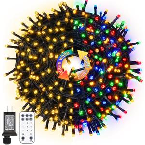 JMEXSUSS Color Changing Christmas Lights, 66ft 200 LED Warm White & Multicolor String Lights Outdoor Waterproof with Remote, Connectable Christmas Tree Lights Plug in for Indoor Xmas Decor