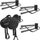 4 Pack Saddle Rack with Pad Bar,Heavy Duty Wall Mounted Saddle Stand Saddle Pad Rack for English Western Saddles Horses Blanket,Black