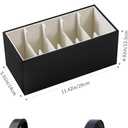 2 Packs Leathers Belt Organizer for Closet and Drawer, Stackable 5 Grids Dresser Drawer Organizers, Belt Tie Holder for Men,Tie Box-Black
