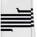 2 x Dibor Loveliness (Very) Long Dachshund White Kitchen Towels Dish Towels Dishcloth,Funny Dog Decorative Absorbent Drying Cloth Hand Towels Tea Towels for Bathroom Kitchen,Dog Lovers Girls Women Gifts