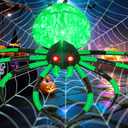 6 FT Halloween Inflatable Spider Outdoor Decoration with Green Light, Blow Up Yard Spider Inflatables Holiday for Outdoor Garden Lawn Decor (Green)