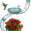 DREAMSOUL Bird Bath with Flower Planter Pedestal, 36" Bird Baths for Outdoors with Solar Lighting Lamp, Vintage Birdbath for Garden Yard Patio Lawn Decor