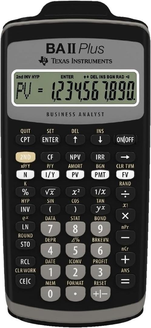 Texas Instruments BAII Plus Financial Calculator, Black (Taschenrechner)