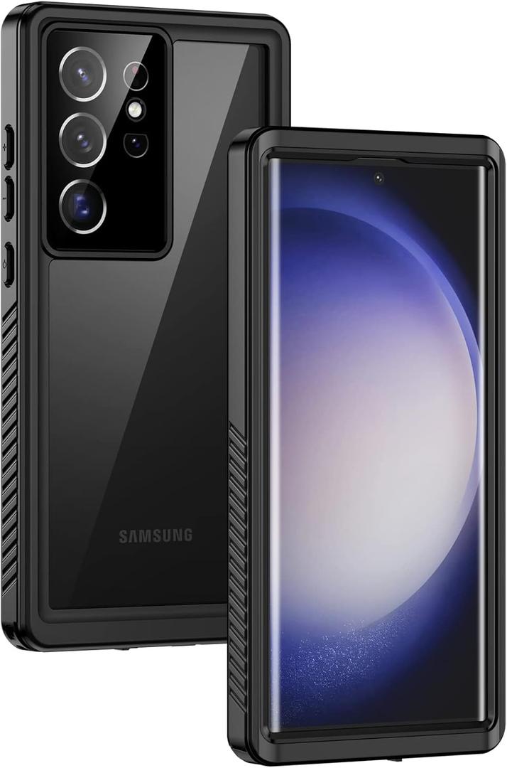 Lanhiem for Samsung S23 Ultra Phone Case, IP68 Waterproof Dustproof, Built-in Screen Protector, Rugged Full Body Shockproof Protective Cover for Samsung Galaxy S23 Ultra 5G, Black