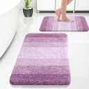OLANLY Bathroom Rug Set 2 Piece, Soft Absorbent Microfiber Bath Rug Set, Non-Slip, Machine Wash Dry, Plush Shaggy Bath Mats for Bathroom (30"x20"+24"x16", Pinkish-Purple)