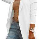 Womens Casual Long Sleeve Blazers Solid Color Knit Blazer Work Office Open Front Blazer Jacket (Medium, White)